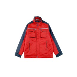 Designed with red contrasting black work clothes, custom quilted reflective strip work clothes, windproof stand-up collar, multi-pocket design, inner pockets, metal zippers, snap-lock edges, multifunctional work clothes, 65% polyester fiber, 35% cotton SK Designed with red contrasting black work clothes, custom quilted reflective strip work clothes, windproof stand-up collar, multi-pocket design, inner pockets, metal zippers, snap-lock edges, multifunctional work clothes, 65% polyester fiber, 35% cotton SK